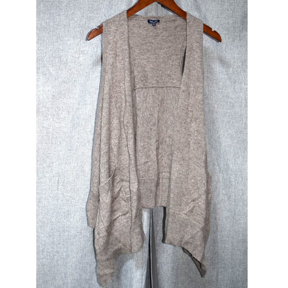 Splendid Brown Open Front Asymmetrical Vest Womens Size L